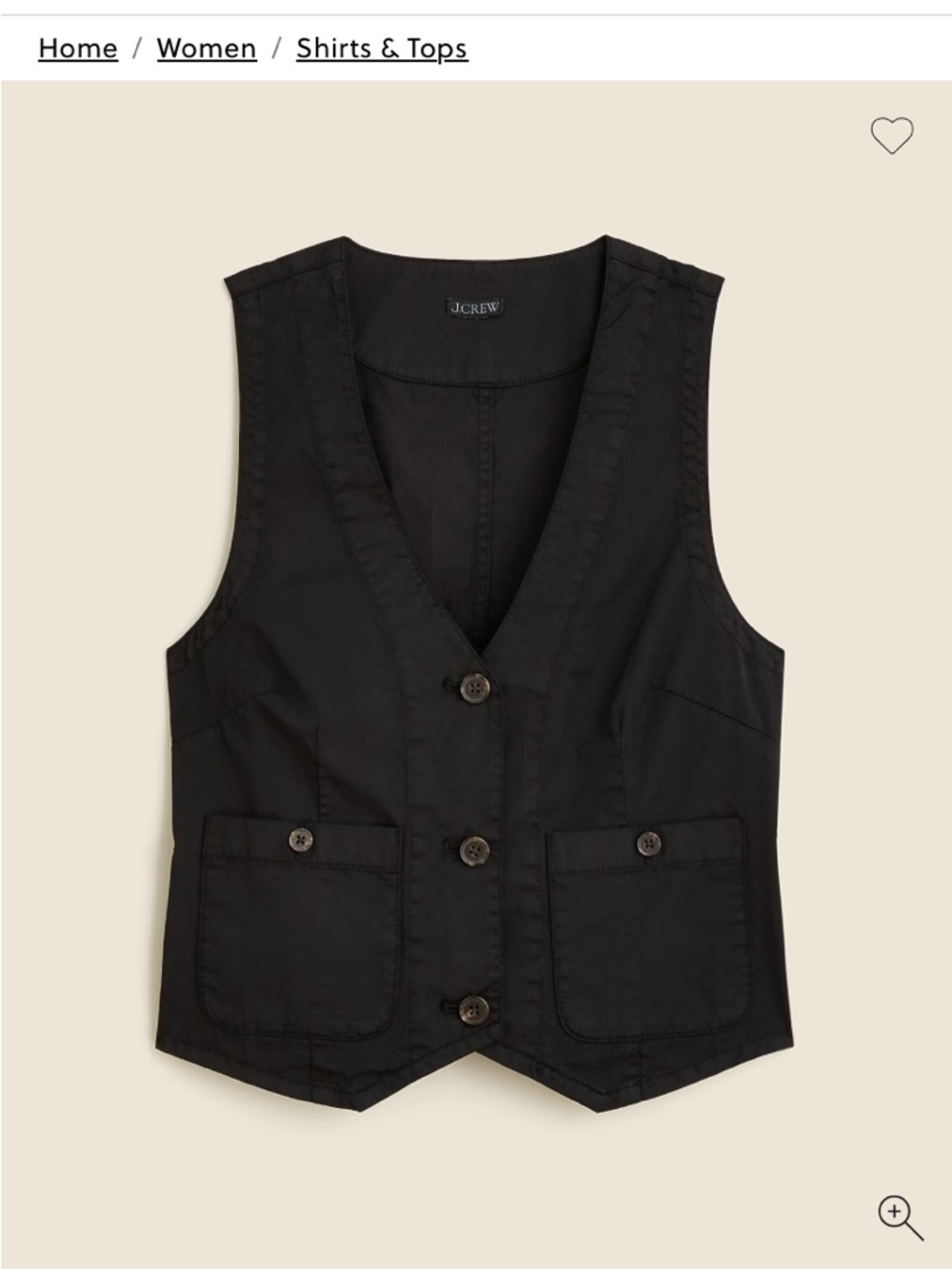 J. Crew Black Sleeveless Button Vest